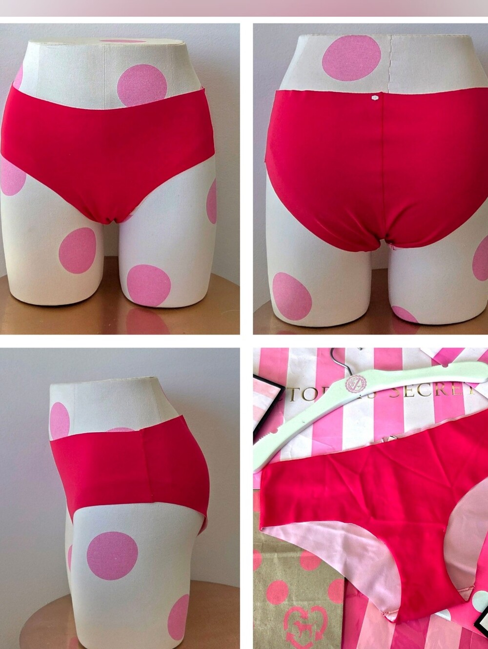 Victoria's Secret VTG No Show Seamless Nylon Hiphugger Panty NWT Red HTF